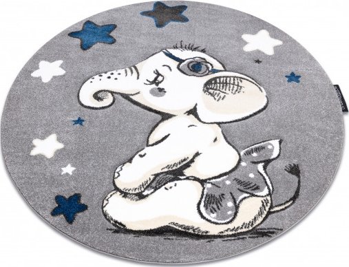 Dětský kusový koberec Petit Elephant stars grey kruh