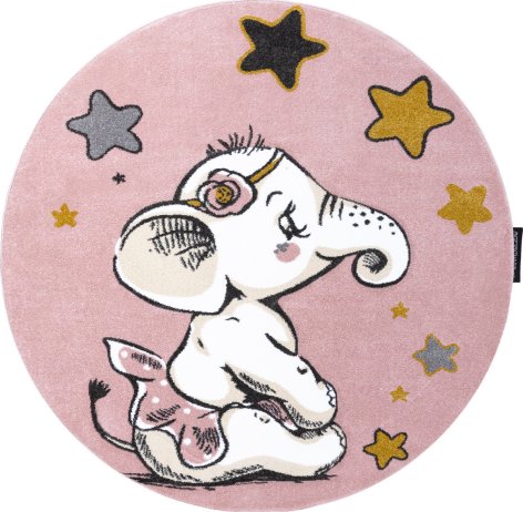 Dětský kusový koberec Petit Elephant stars pink kruh