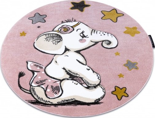 Dětský kusový koberec Petit Elephant stars pink kruh
