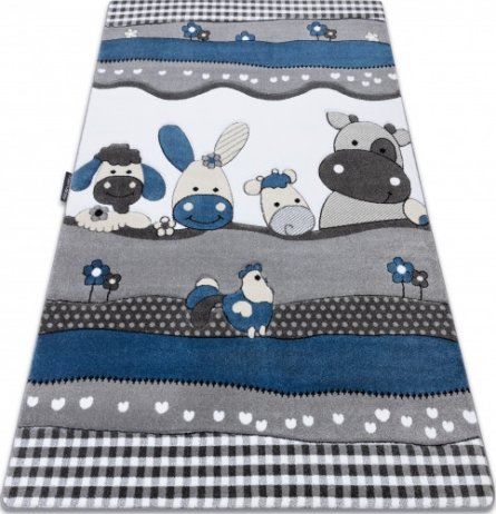 Dětský kusový koberec Petit Farm animals blue