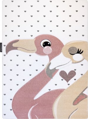 Dětský kusový koberec Petit Flamingos hearts cream