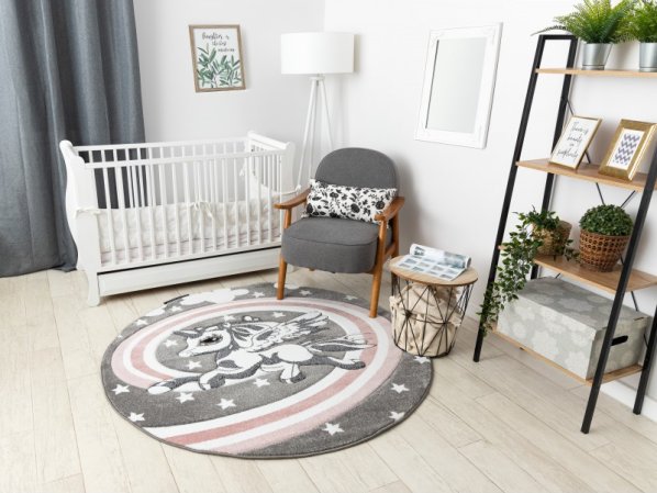 Dětský kusový koberec Petit Pony grey kruh