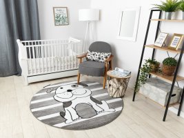 Dětský kusový koberec Petit Puppy grey kruh
