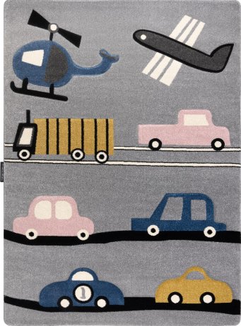 Dětský kusový koberec Petit Toys cars grey