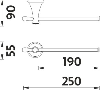 Držák na ručníky LADA, chrom, 250 mm