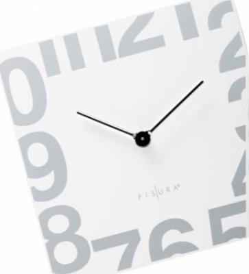 Bílé nástěnné hodiny Fisura, Esquina White 21cm