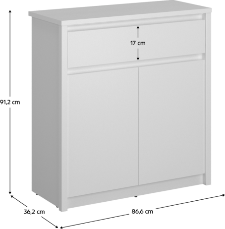 Bílá komoda DINOR 2D1S