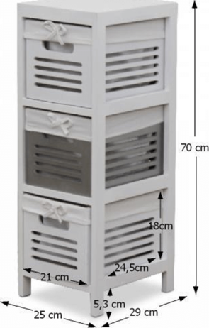 Komoda Buvette 3S, bílá / šedá