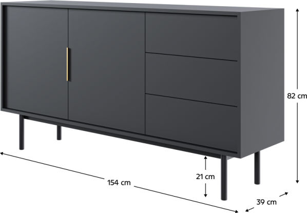Černá komoda Makers 2D3S