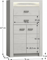 Komoda Cristalera 2, jasan bílá