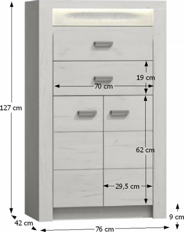 Komoda Cristalera 2, jasan bílá