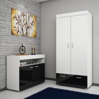 Komoda Max 01, bílá/ černý pololesk