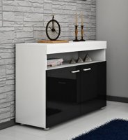 Komoda Max 01, bílá/ černý pololesk