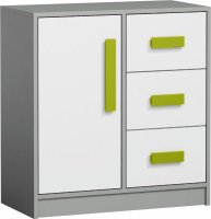 Komoda PIERE P07, šedá / bílá / zelená
