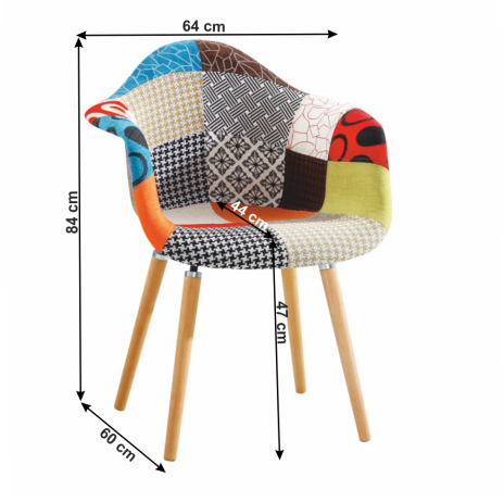Křeslo Bordados, látka patchwork