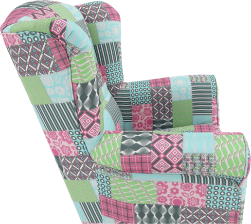 Křeslo Evier, látka patchwork M1