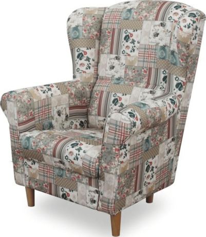 Křeslo s taburetem Porterie, látka patchwork Viorica 1