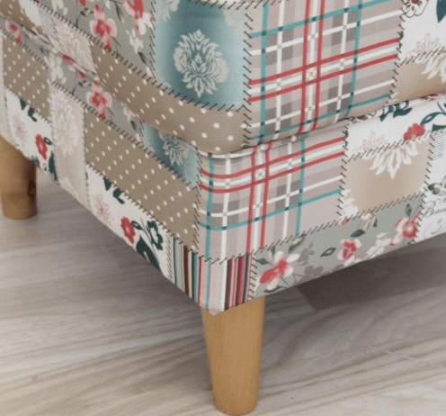 Křeslo s taburetem Porterie, látka patchwork Viorica 1
