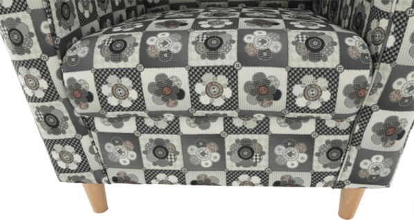 Křeslo s taburetem Porterie, látka patchwork N1