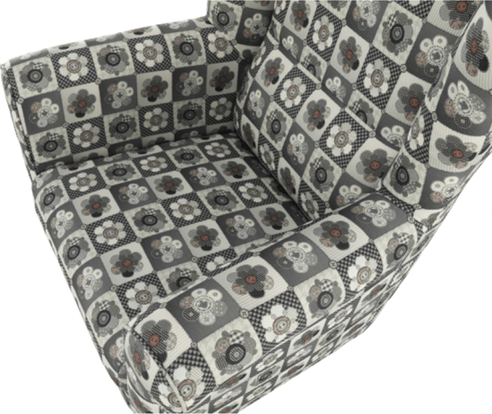 Křeslo s taburetem Porterie, látka patchwork N1