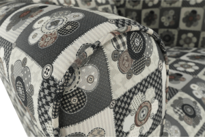 Křeslo s taburetem Porterie, látka patchwork N1