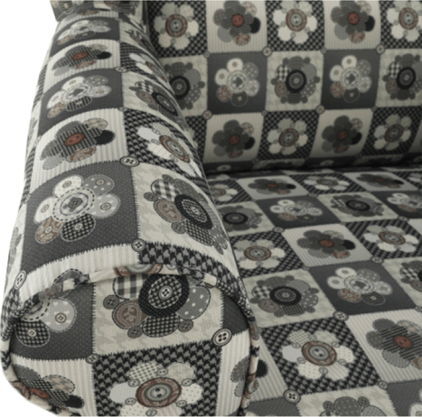 Křeslo s taburetem Porterie, látka patchwork N1