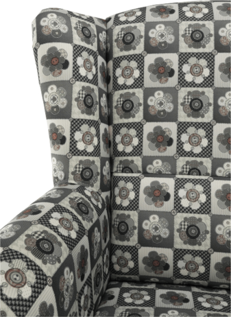 Křeslo s taburetem Porterie, látka patchwork N1
