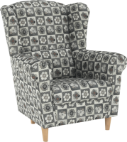 Křeslo s taburetem Porterie, látka patchwork N1