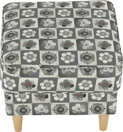 Křeslo s taburetem Porterie, látka patchwork N1