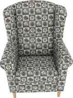Křeslo s taburetem Porterie, látka patchwork N1