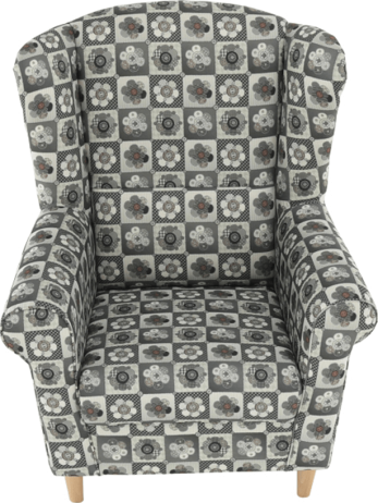 Křeslo s taburetem Porterie, látka patchwork N1