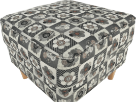 Křeslo s taburetem Porterie, látka patchwork N1