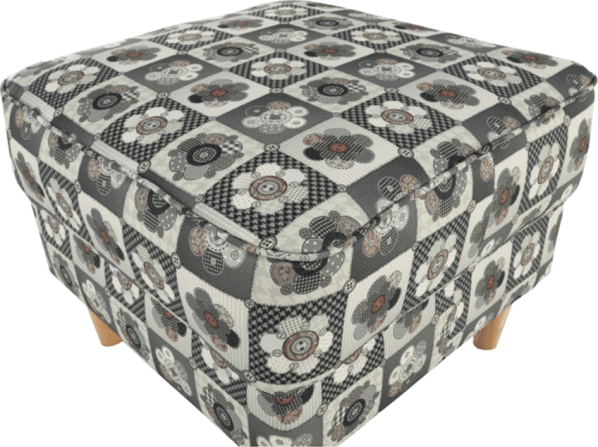 Křeslo s taburetem Porterie, látka patchwork N1