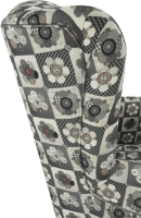 Křeslo s taburetem Porterie, látka patchwork N1