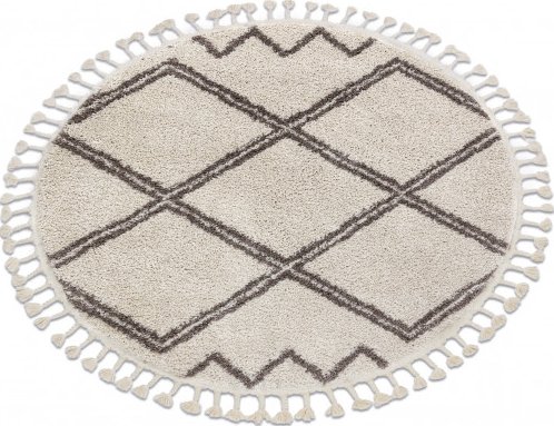 Kusový koberec Berber Asila cream and brown kruh