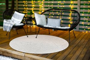 Kusový koberec Timo 6272 White kruh – na ven i na doma