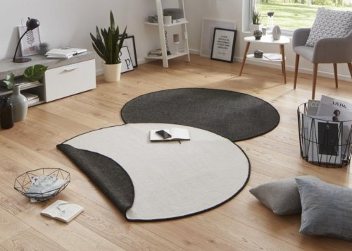 Kusový koberec Twin-Wendeteppiche 103096 schwarz creme kruh