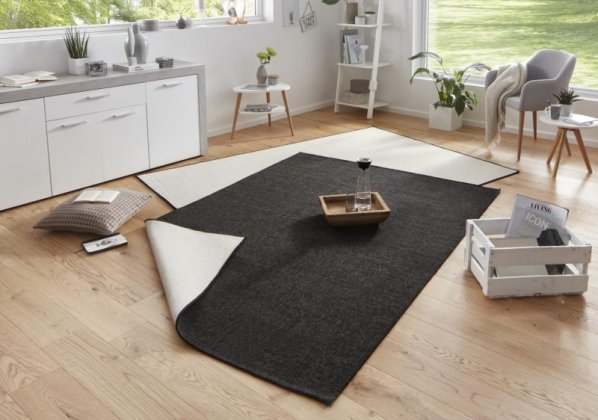 Kusový koberec Twin-Wendeteppiche 103096 schwarz creme