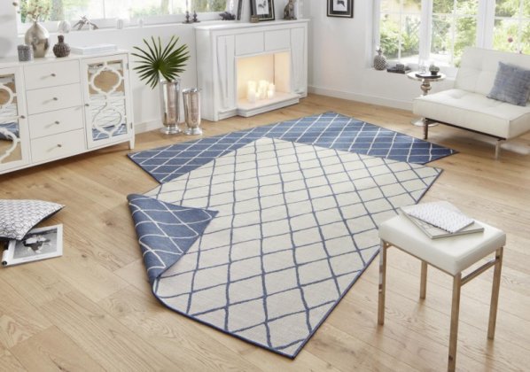 Kusový koberec Twin-Wendeteppiche 103119 blau creme