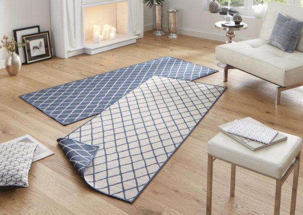 Kusový koberec Twin-Wendeteppiche 103119 blau creme
