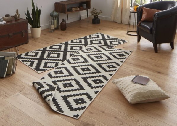 Kusový koberec Twin-Wendeteppiche 103129 schwarz creme