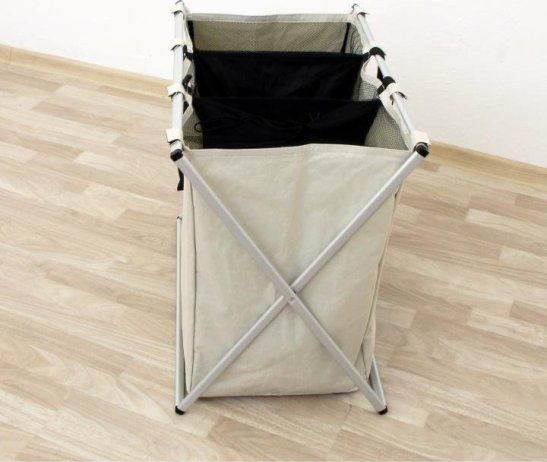 Šedobéžový látkový koš na prádlo,LAUNDRY TYP 3