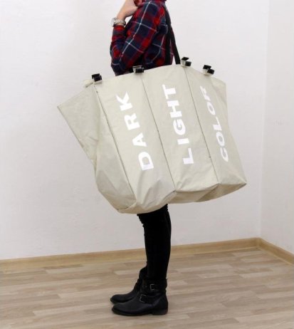 Šedobéžový látkový koš na prádlo,LAUNDRY TYP 3