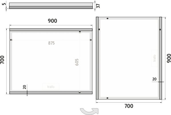 LED zrcadlo ZP12019 90x70 cm