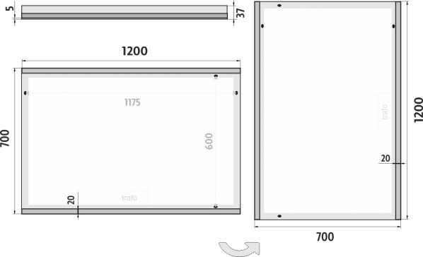 LED zrcadlo ZP12006 120x70 cm