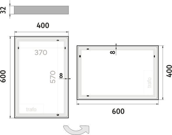 LED zrcadlo ZP13000 40x60 cm