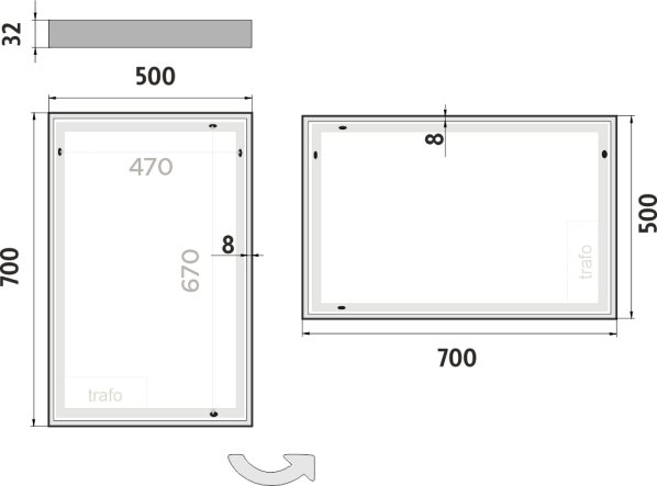 LED zrcadlo ZP13001 50x70 cm