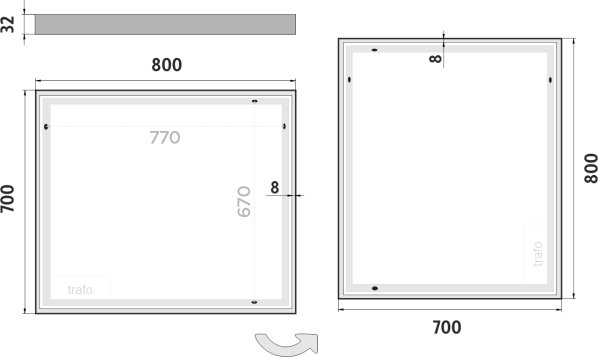 LED zrcadlo ZP13003 80x70 cm