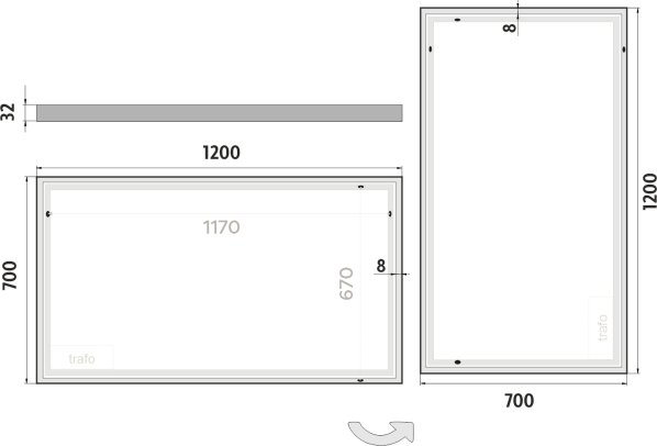 LED zrcadlo ZP13006 120x70 cm