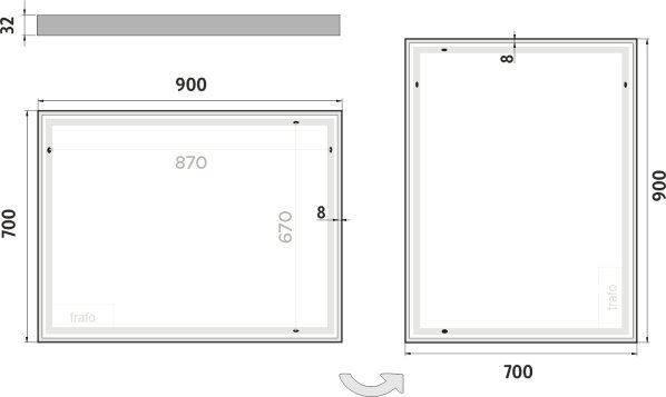LED zrcadlo ZP13019 90x70 cm
